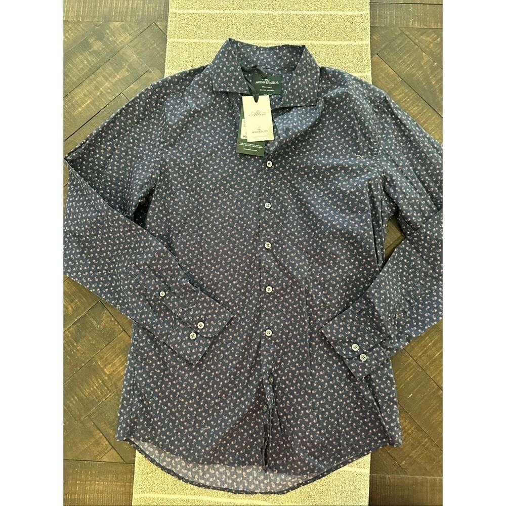 Rodd & Gunn Blue Floral Button Down Sport Fit Mens Shirt Woven in Italy Size Sma